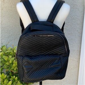Steve Madden Black Faux Leather Quilted Backpack